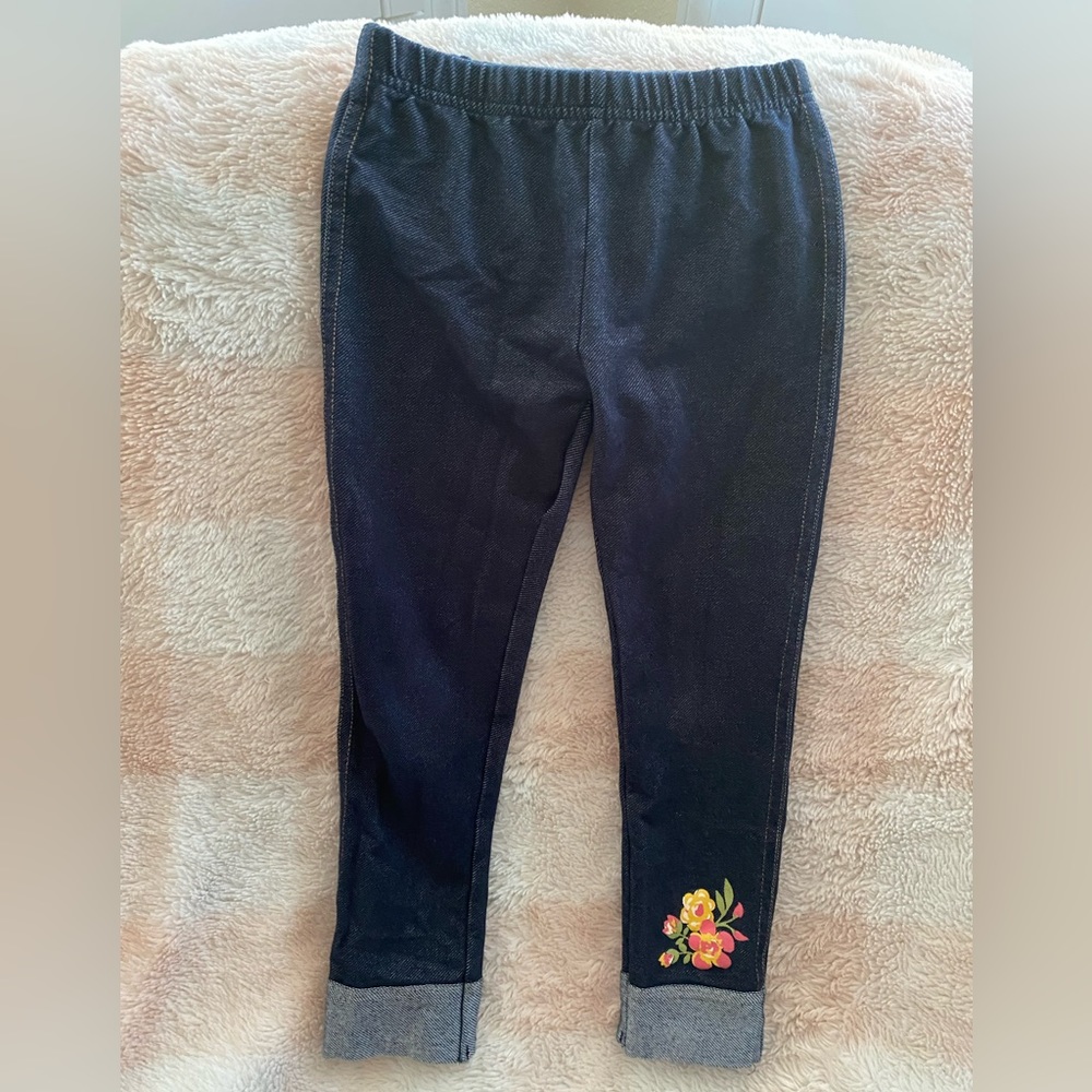 Girls 6X Jean look Flowered Leggings